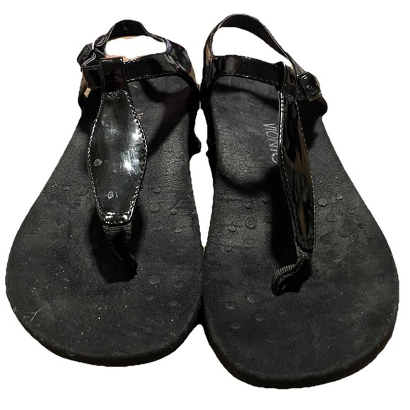 Vionic Black Patent T Strap Sandal Adjustable Strap Cushioned Womens Size 8 NWOB - Picture 1 of 11
